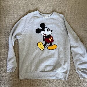 Disney Gray Crewneck Sweater with Mickey Mouse